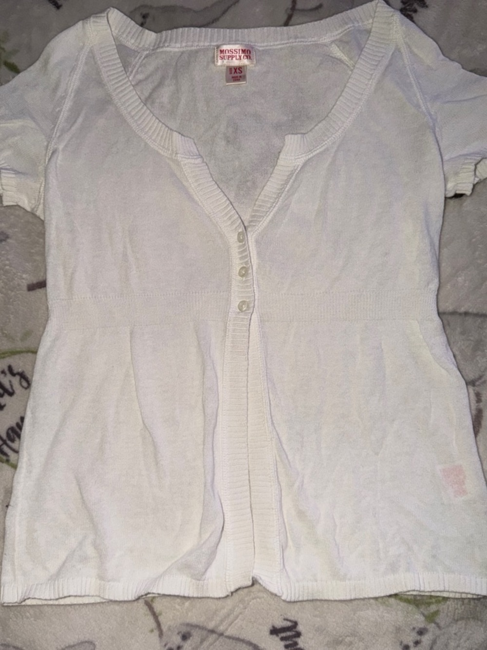 Mossimo Supply Co. White Short Sleeve Button-Up Cardigan